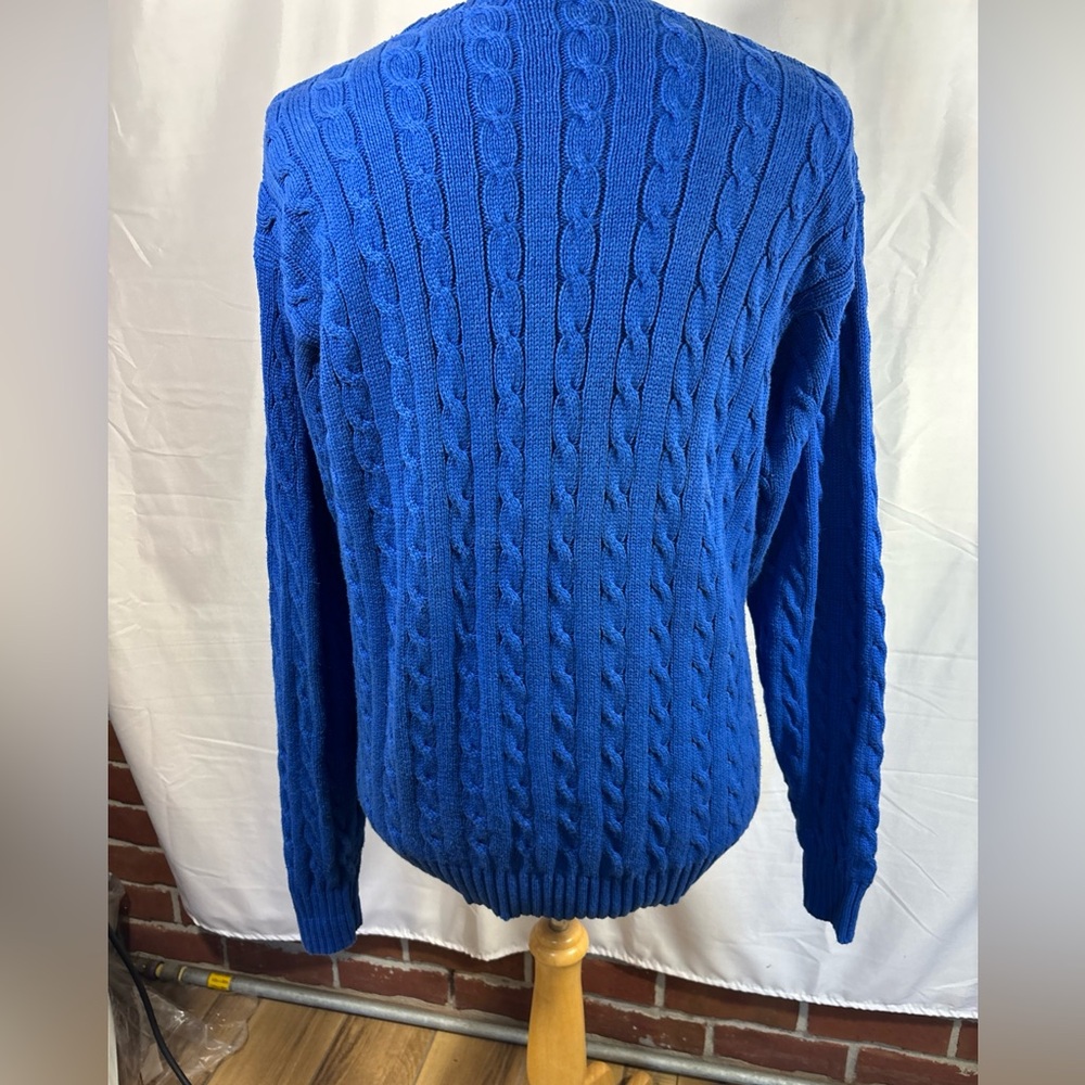J. Crew Men's Deep Blue Cable Knit Sweater - Picture 3 of 6